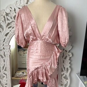 Ronny Kobo satin puffy sleeve dress